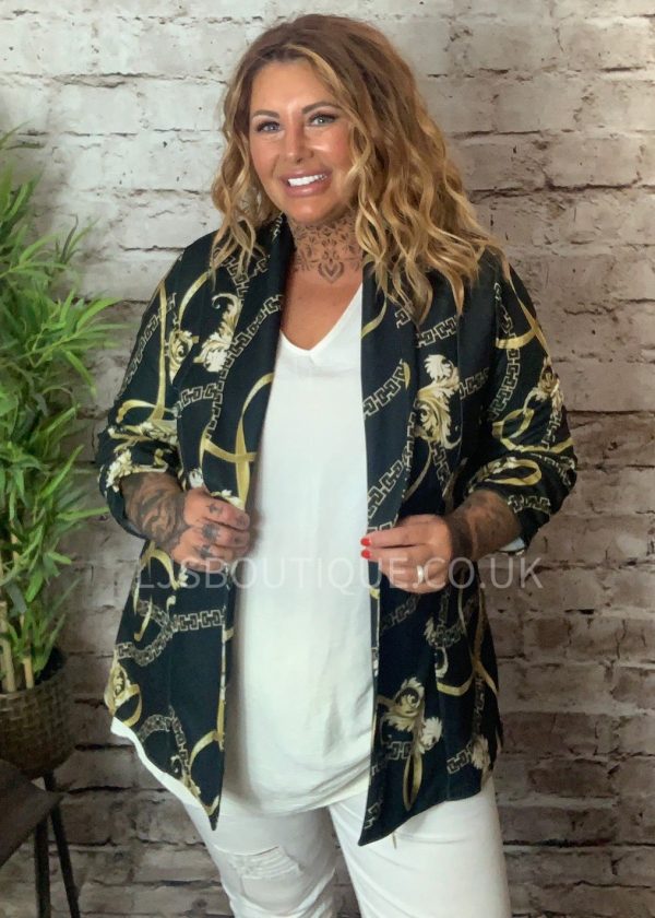Anastasia gold chain ruched arm blazer "No Returns On Sale Items" - Image 2