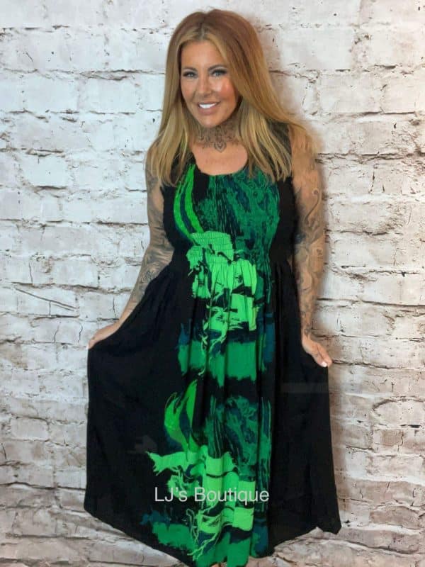 Danni Shirred Dress Best Fits 14-24  "No Returns On Sale Items"