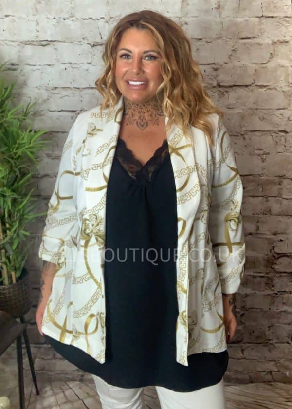 Anastasia gold chain ruched arm blazer "No Returns On Sale Items" - Image 4