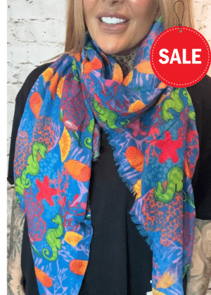 551 Multi colour seahorse print scarf No returns on sale items