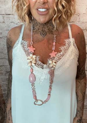 288 pastel pink seashell necklace *Restocked