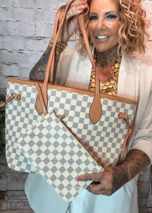 456 Beige L-V inspired tote bag