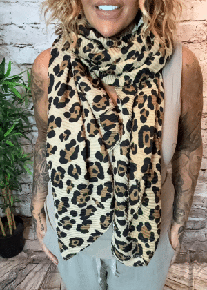 532 Tan animal print scarf