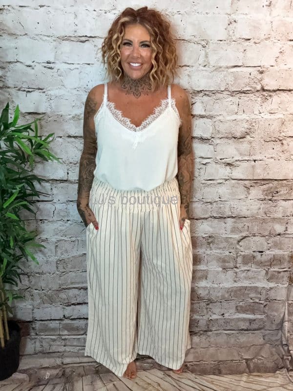 Wide leg pinstripe trousers best fits 16-24 - Image 6